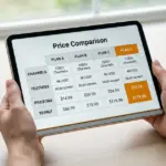 Hände halten Tablet mit IPTV Preise Vergleich für Was kostet IPTV